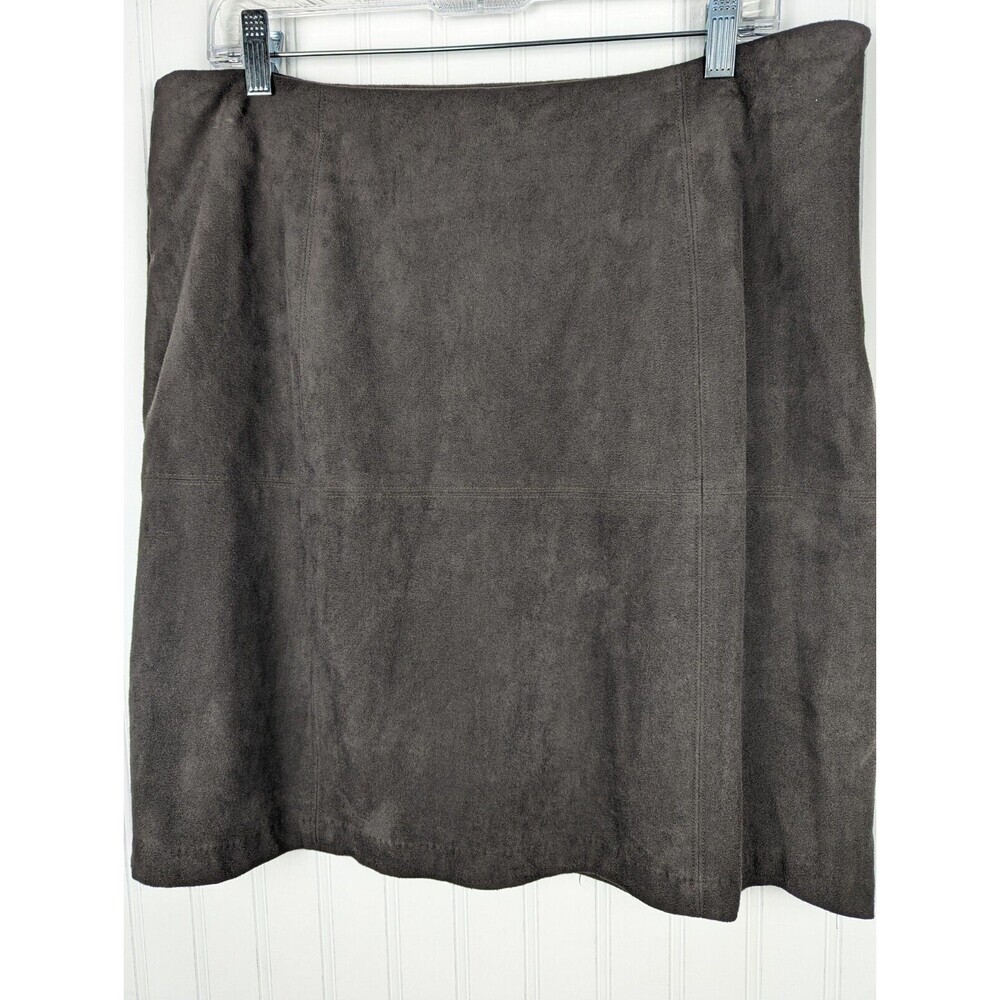 J.Jill Women's Brown Faux Suede Zip Up Skirt Size 12 Lined Soft Straight Classic - Picture 2 of 10